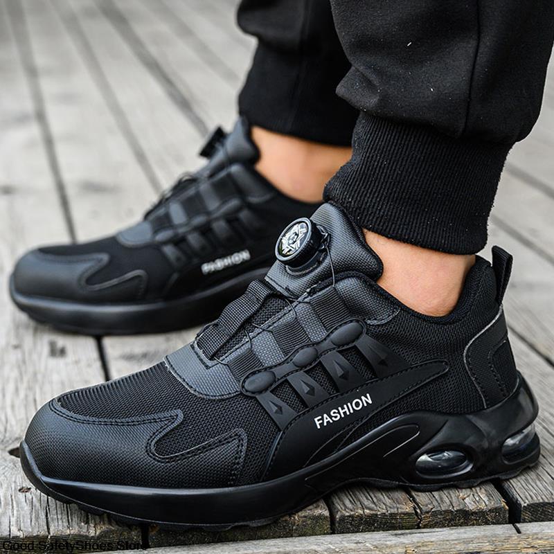 Safety Breathable Rotating Button Air Cushion Men Protective Shoes Anti-smash Anti-puncture Work Boots c57a
