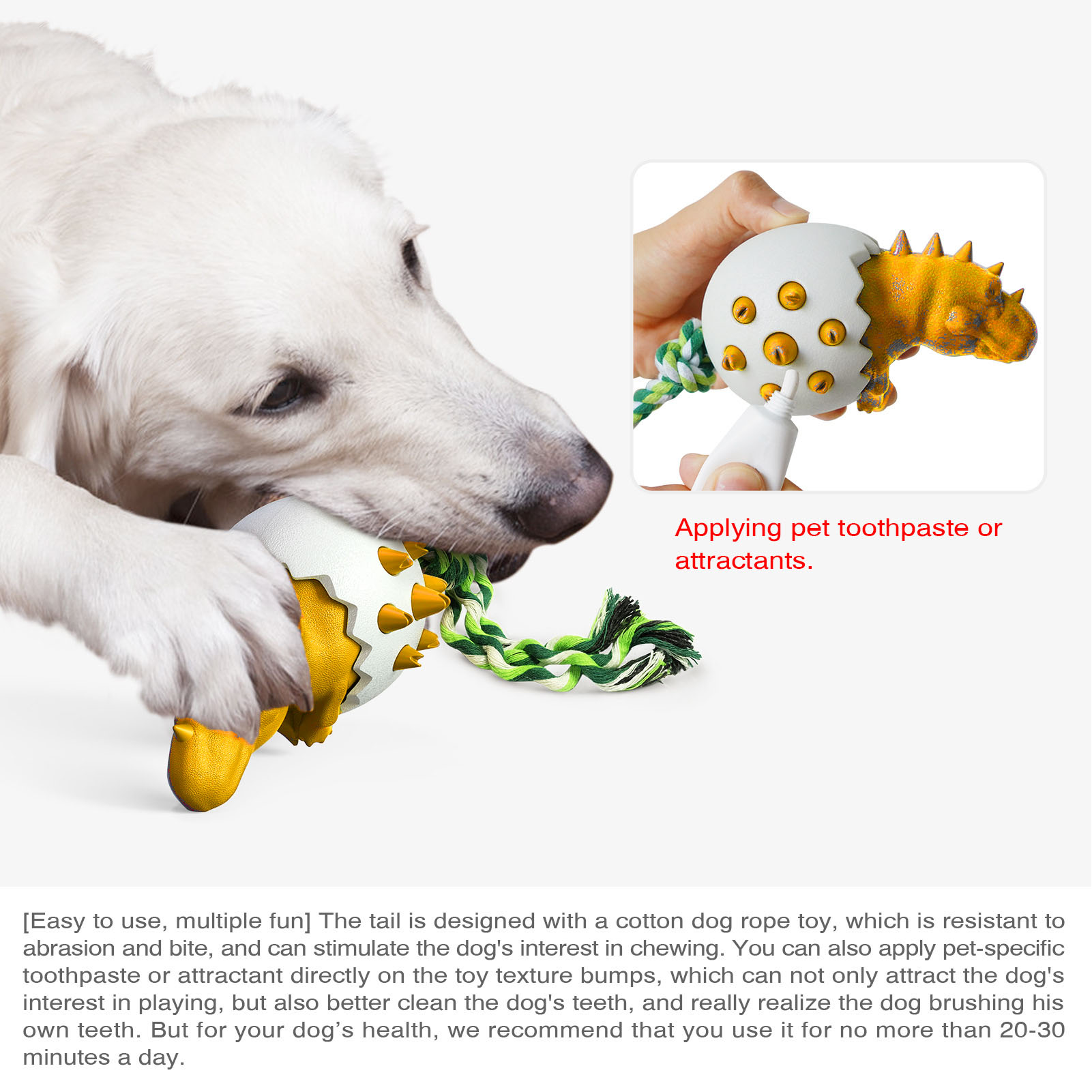 Dinosaur Egg Dog Chew Toys Bite Resistance Dog Toothbrush Chew Toys For Dog Dental Care
