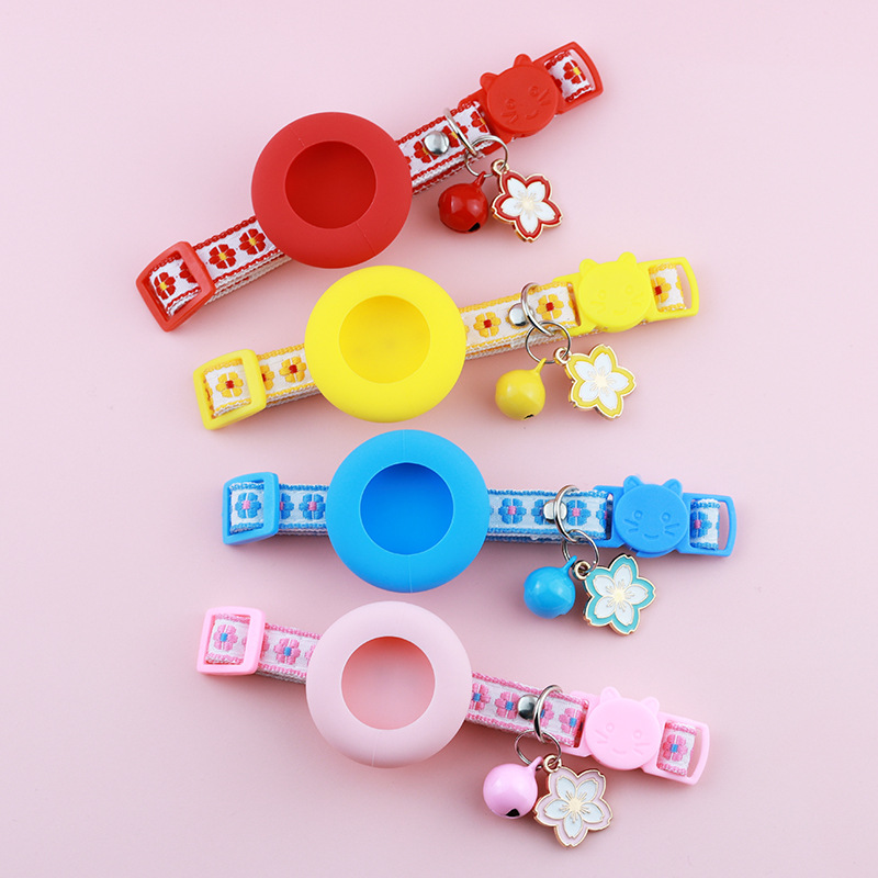 Airtag Cat Collar Breakaway,Kitten Collar with Air Tag Holder and Bell for Girl Boy Cats,1cm in Width and Lightweight Cat Collar