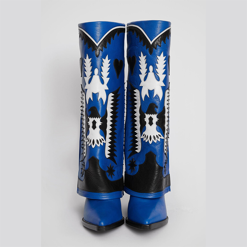 Genuine Leather Embroidered Wedge Women Knee New Black Red Winter Skirt Boots Sexy High Heels Shoes Size 34-43