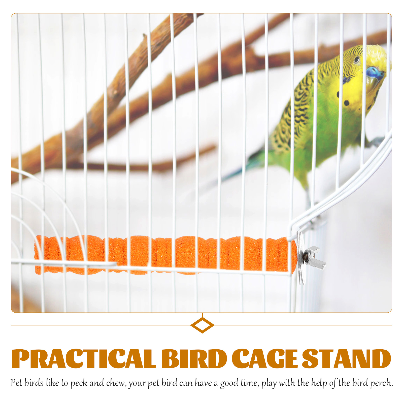 Bird Cage Toy Perch Parakeet Parrot Scratching Stick Birdcage Wood Perches For Cages Standing Rod