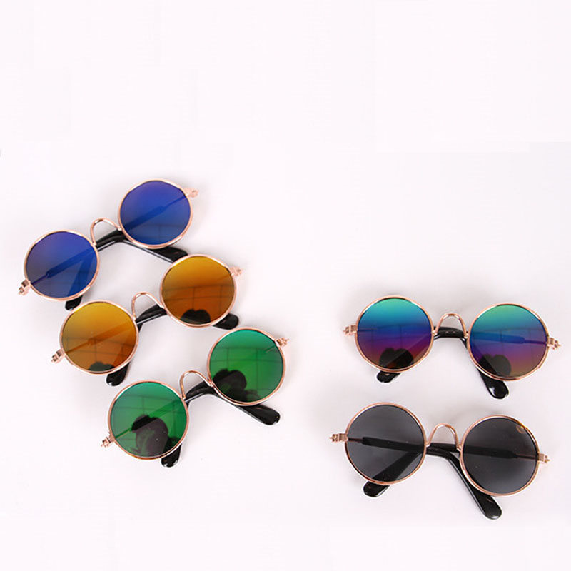 Cat Retro Pet Round Metal Sunglasses Puppy Funny Cosplay Glasses Doll Photo Props Eyewear Costume for Small Medium Dogs Free shipping