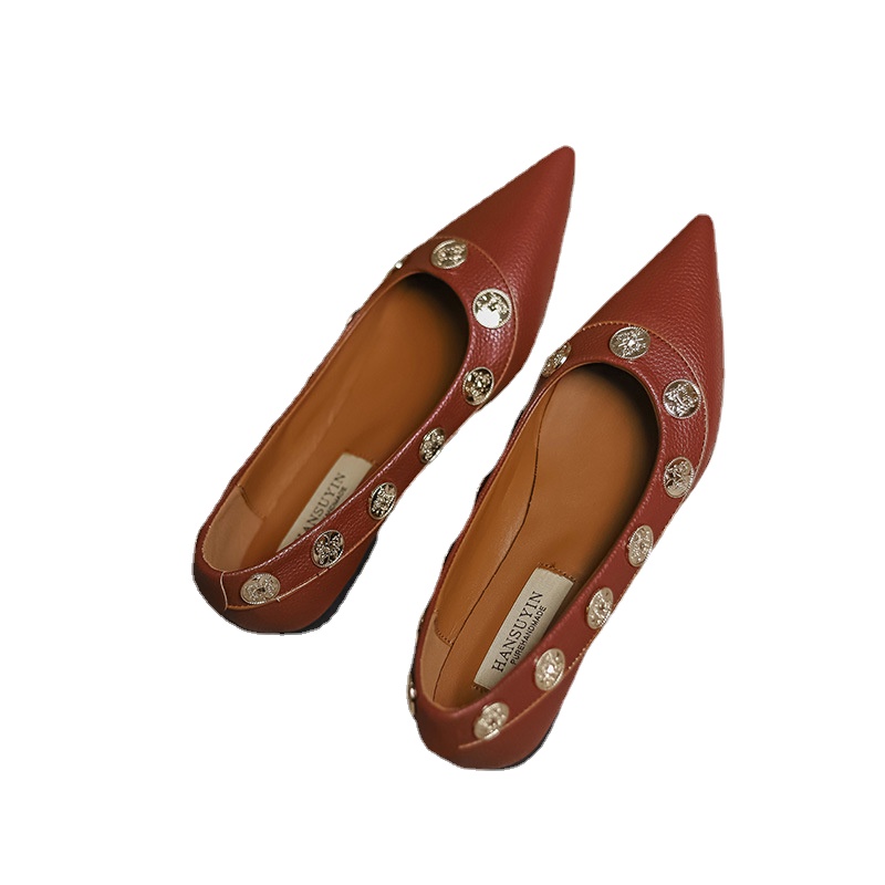 Para atos Mujerbrand Ladies Summer Pointed Rivet Leather Comfort Elegant Women Shoe Designer Fashion Low Hee024 bad5