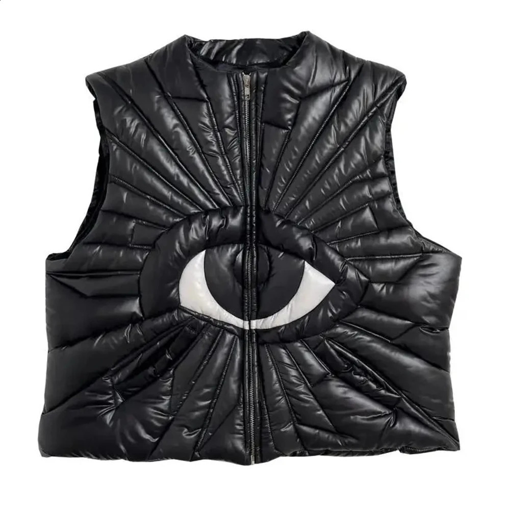 Mens Autumn Winter Eye Printing Y2k Vest Cotton Jacket 2024 Essential American High Street Casual Loose Jacket For Men 240913