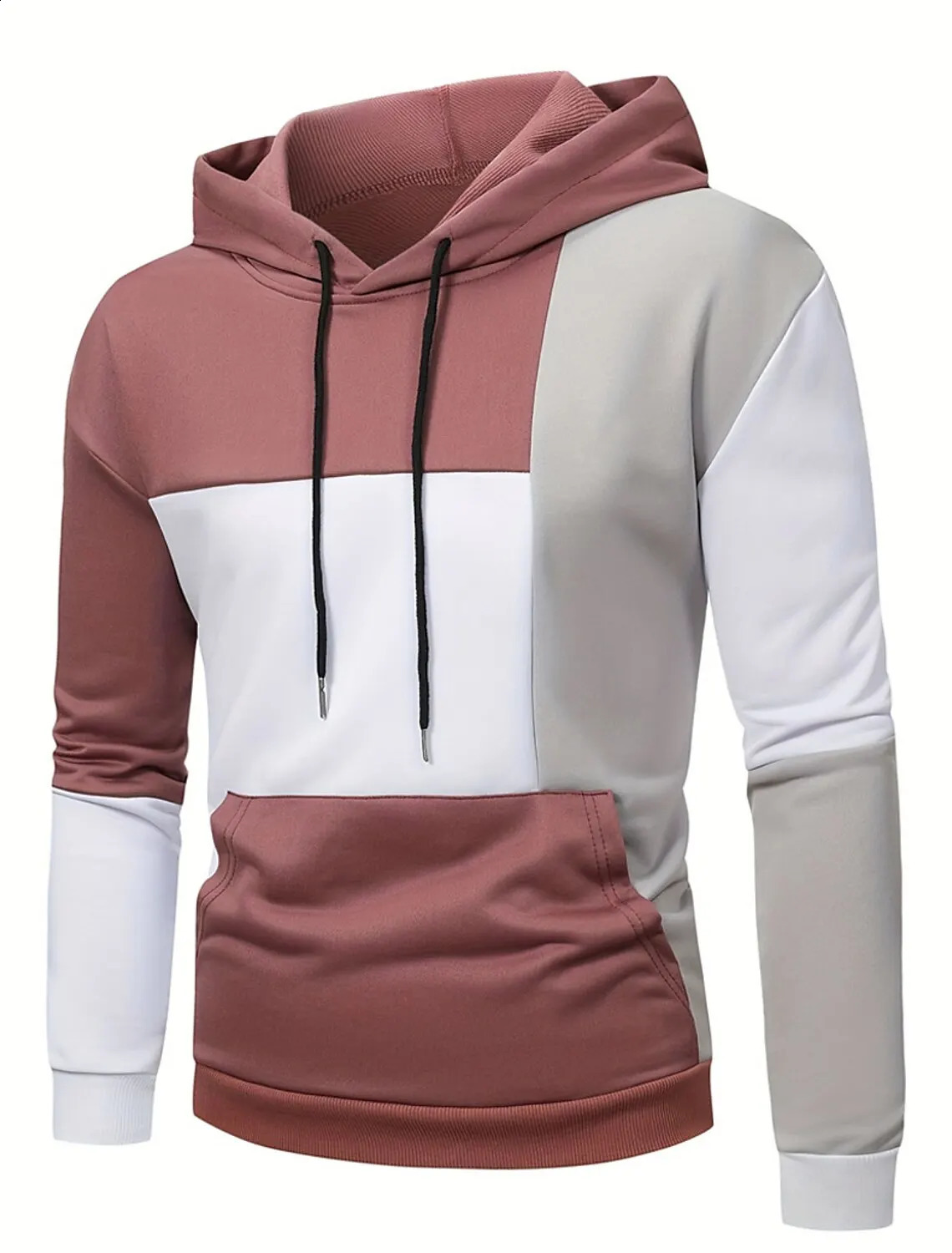 Mens hooded sweatshirt with colorful block pockets for sports and outdoor streetwear cool casual spring summer clothing shirt 240913