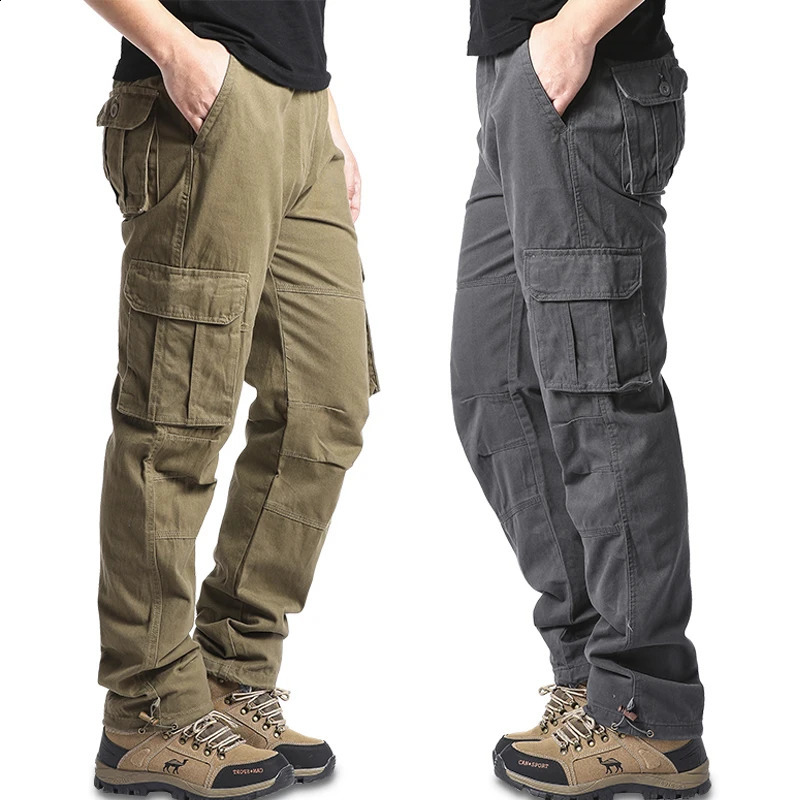Big Size Mens Casual Sports Pants Stretch Waist Tactical Cargo Pants Man Hiking Pants Joggers Cotton Trousers 240911
