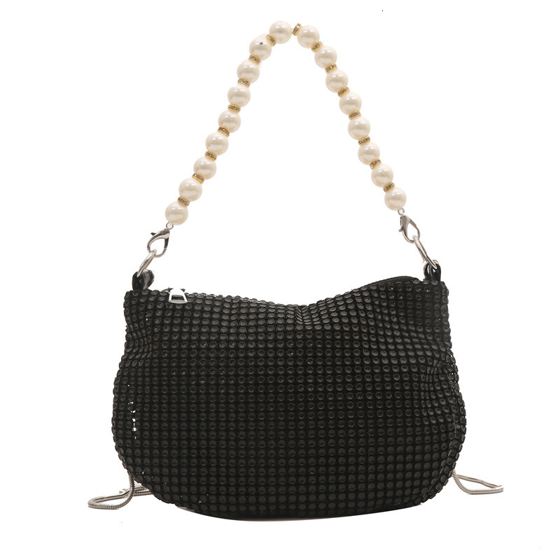 Pearl Handheld Full Diamond Handbag Party Evening Single Shoulder Fashion Women's Bag