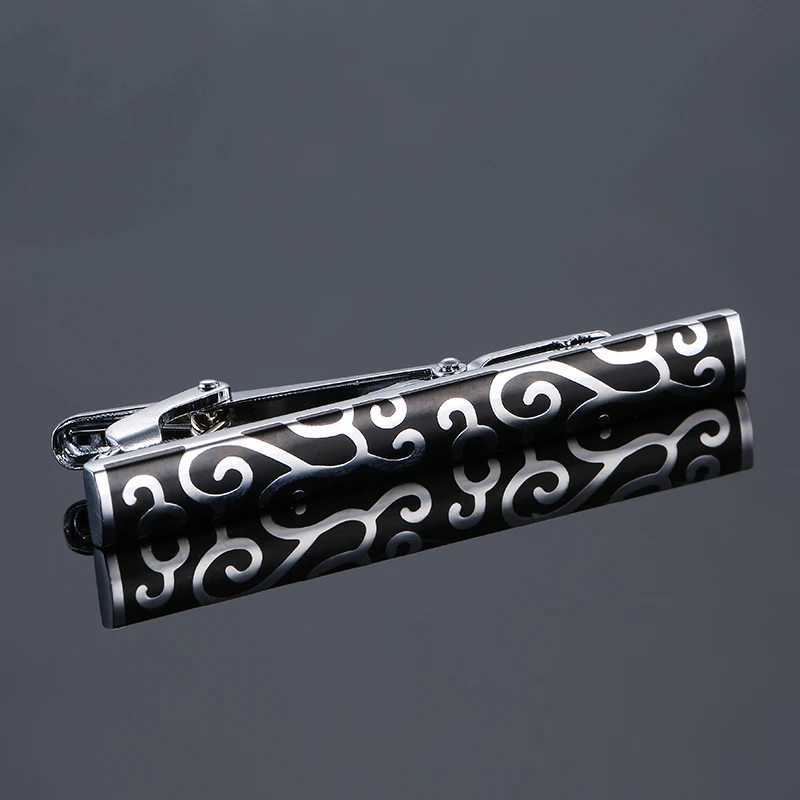 High quality auspicious flower tie clip for mens wedding shirts gentlemens tie accessories brass material brand tie black clipX240914