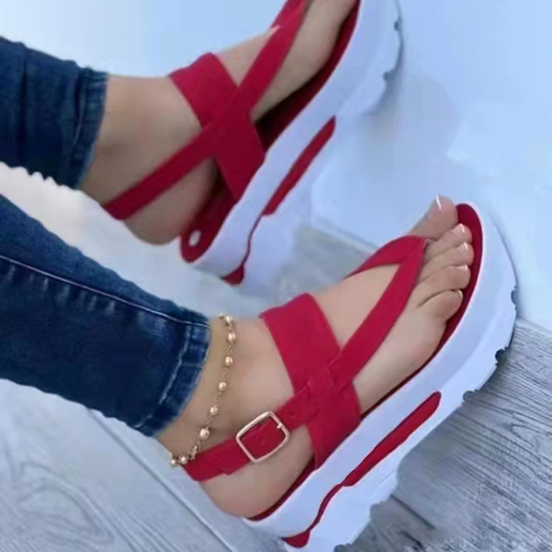 Platform Sandals Women 2022 New Summer Chunky High Heels Female Wedges Shoes for Women Fish Toe Red Sandalia Feminina Bling