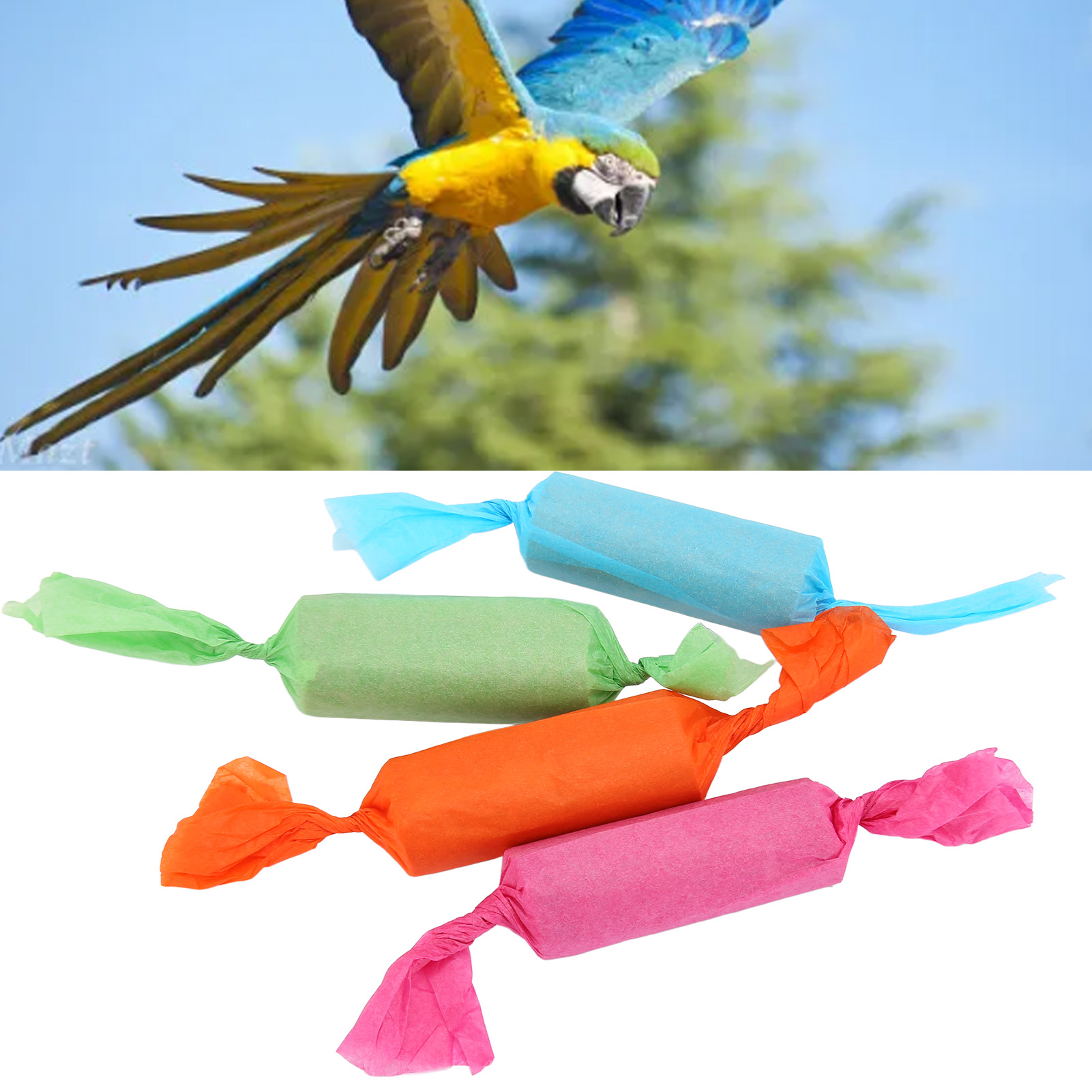 Cute Candy Shape Bird Chew Toys for Parrot, Sola Sticks, Interactive Fun, Parakeets, Cockatiels, Parrotlets, 4Pcs