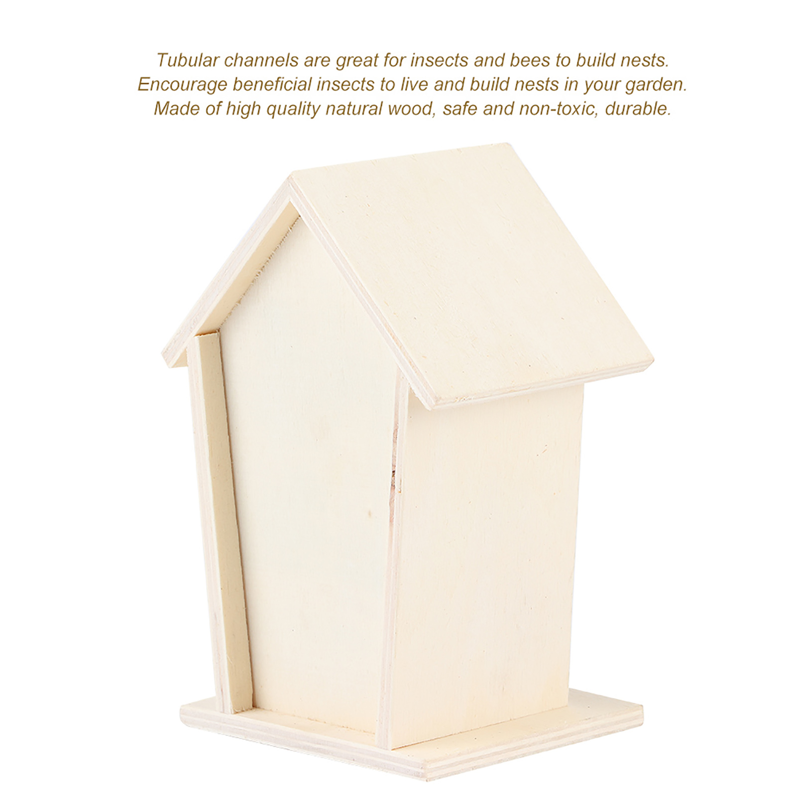 Wooden Insect Bee House, Wood Shelter, Nesting Box for Outdoor Garden Decoration