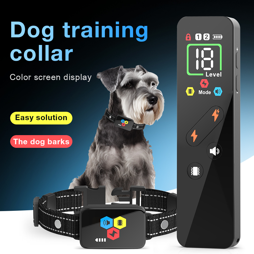800M Dog Training Collar Color Screen Remote Control Dog Trainer Electric Shock Vibration Buzzer Type-C Anti Bark Dog Collar