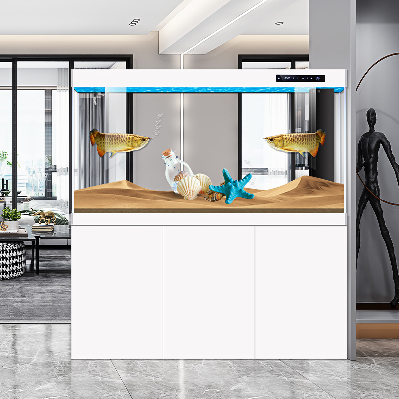 Large fish tank glass aquarium living room dragon fish tank 1.2m 1.5m 1m 3M aluminum alloy bottom cabinet bottom filter