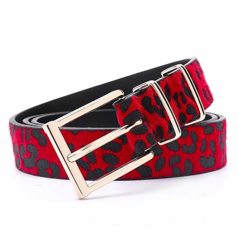 Fashion Retro Female Leopard Horsehair Belt Metal Buckle Pu Belt Accessories for Women Hot SalesX240914