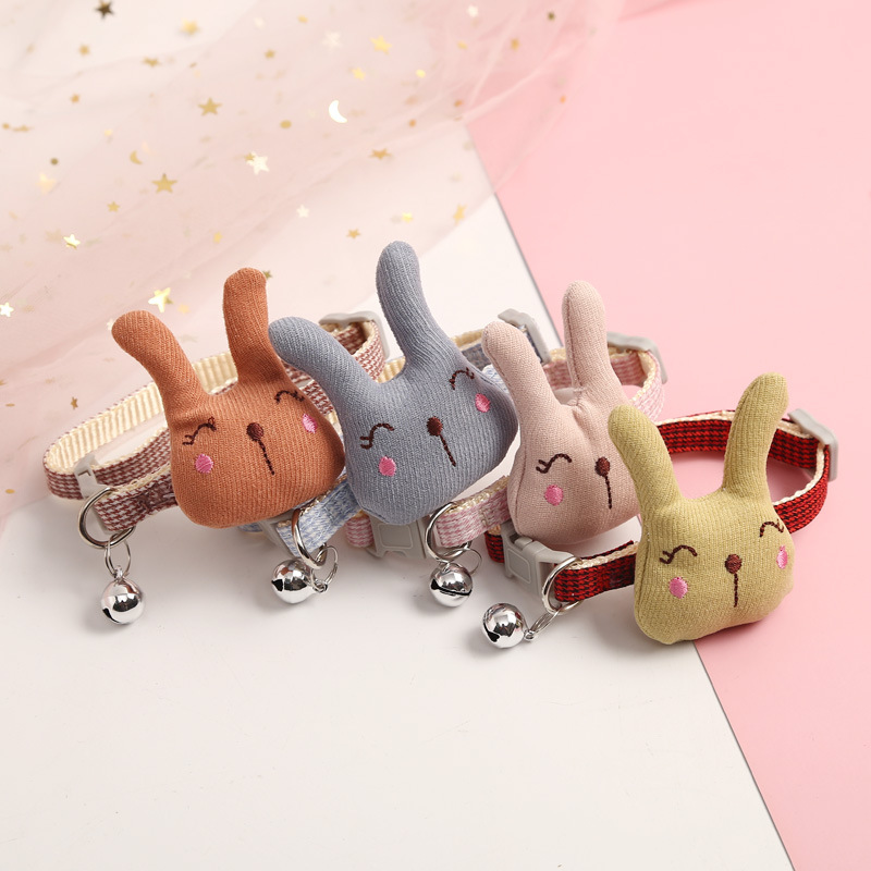 Cat Collar Cartoon Rabbit Pet Collar Adjustable Dog Collar with Bell To Prevent Getting Lost for Cats and Puppies Outdoor Travel