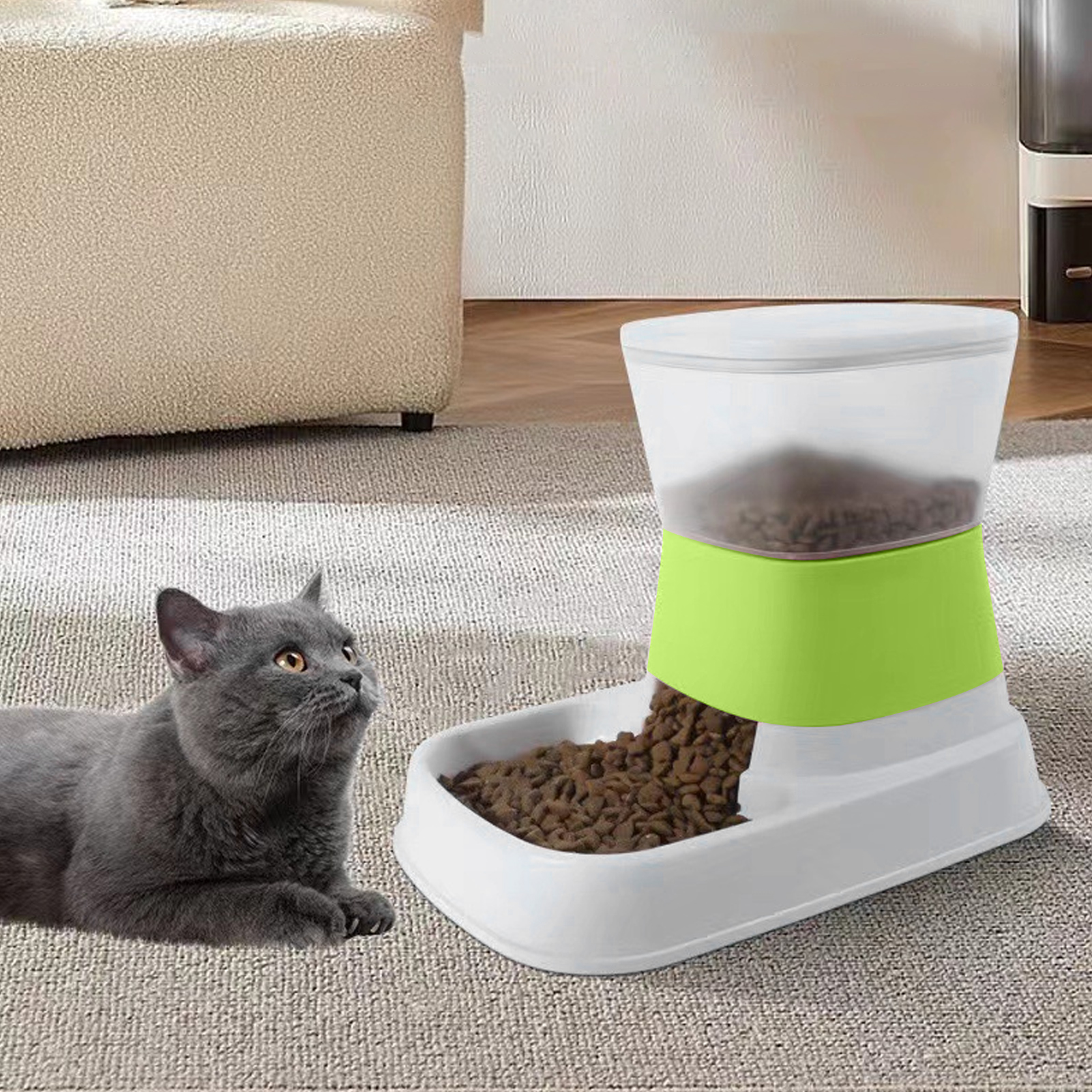 Automatic Pet Feeder, Large Capacity, Detachable, Stable, Gravity, Cat Food Dispenser for Dogs