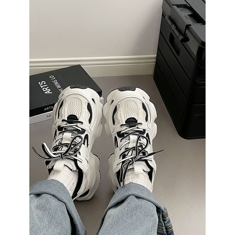 Super Hot Thick Sole Dad Women's 2024 Spring New Matcake Shoes Elevated Casual Mesh Breathable