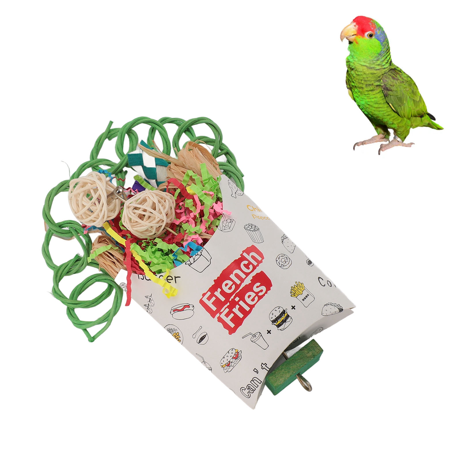 Bird Chewing Shredding Foraging Toys Colorful Encourage Instinct Bird Shredded Paper Toys For Small Medium Parrot Birds Orange