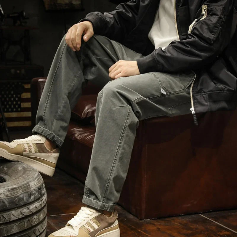 Trousers Gray Mens Jeans Man Cowboy Pants Cargo Black Wide Leg Spring Autumn Baggy Fashion Japanese Street Style Korean Xs 240911