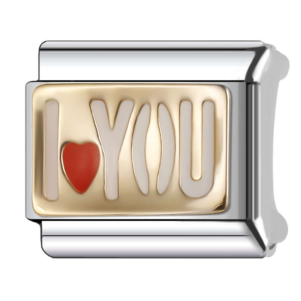 New Women's Gift I love you Bead Italian Charms Links Bangle Beads Fit 9mm Stainless Steel Bracelet Making DIY For Women Fashion Jewelry Accessor