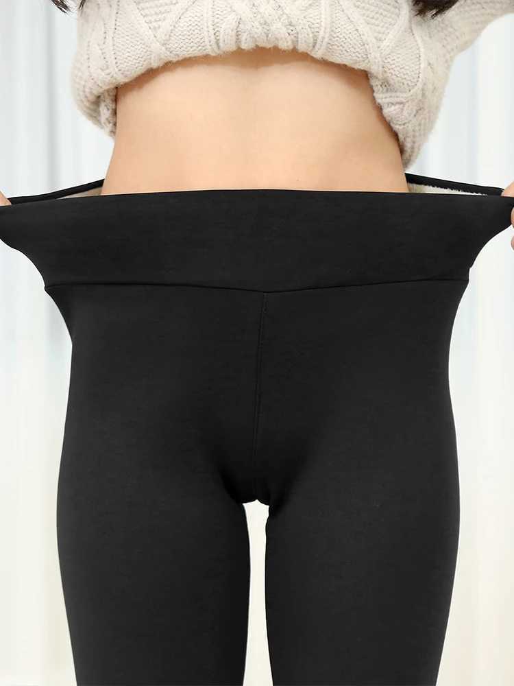 Women Warm Winter Thick Leggings High Waist Black Fleece Leggins for Women Velvet Lamb Wool Pants Cold Resistant Pants FemaleX240914