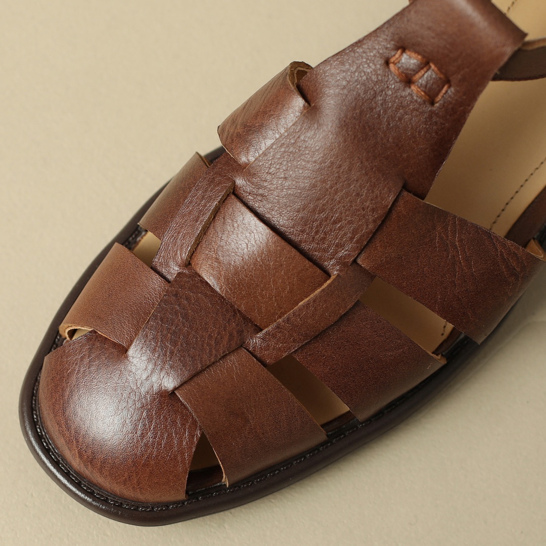 Plus size 34-41 women's genuine leather narrow band braided t-strap flats sandals retro round toe casual female summer shoes hot