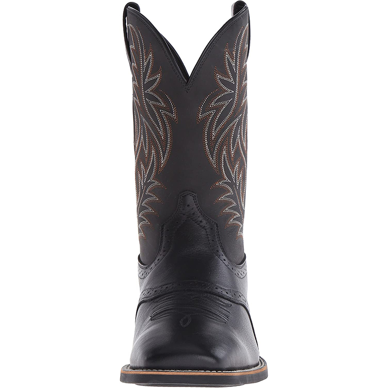 Men's Western Cowboy Boots Black Brown PU Leather Boots Retro Men Rading Boots Man Embroidered Mid-calf Motorcycle Boots size 48