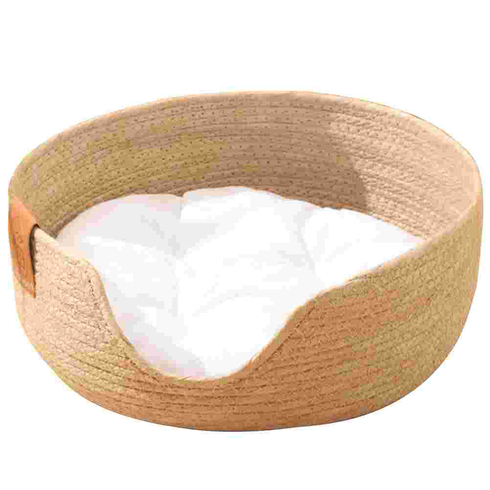 Woven Straw Cat Bed Pet Woven Basket Nest Basket Breathable Cat House Cooling Bed Kitten Small Dogs Puppy