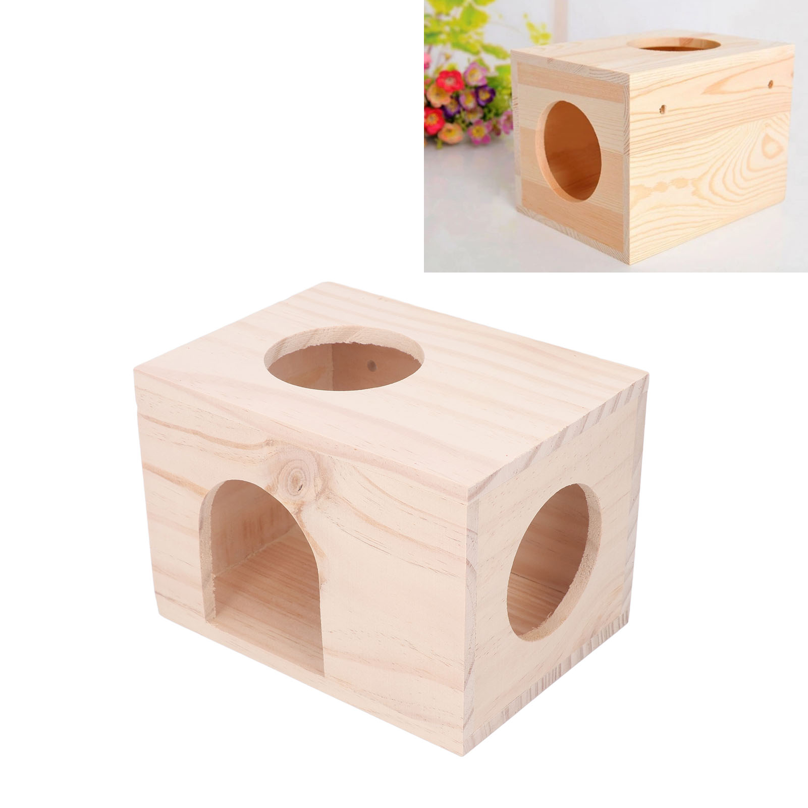 Small Animal Hideout House for Guinea Pigs, Tiny Wood House, Bite Resistance, Ventilated Eco Friendly