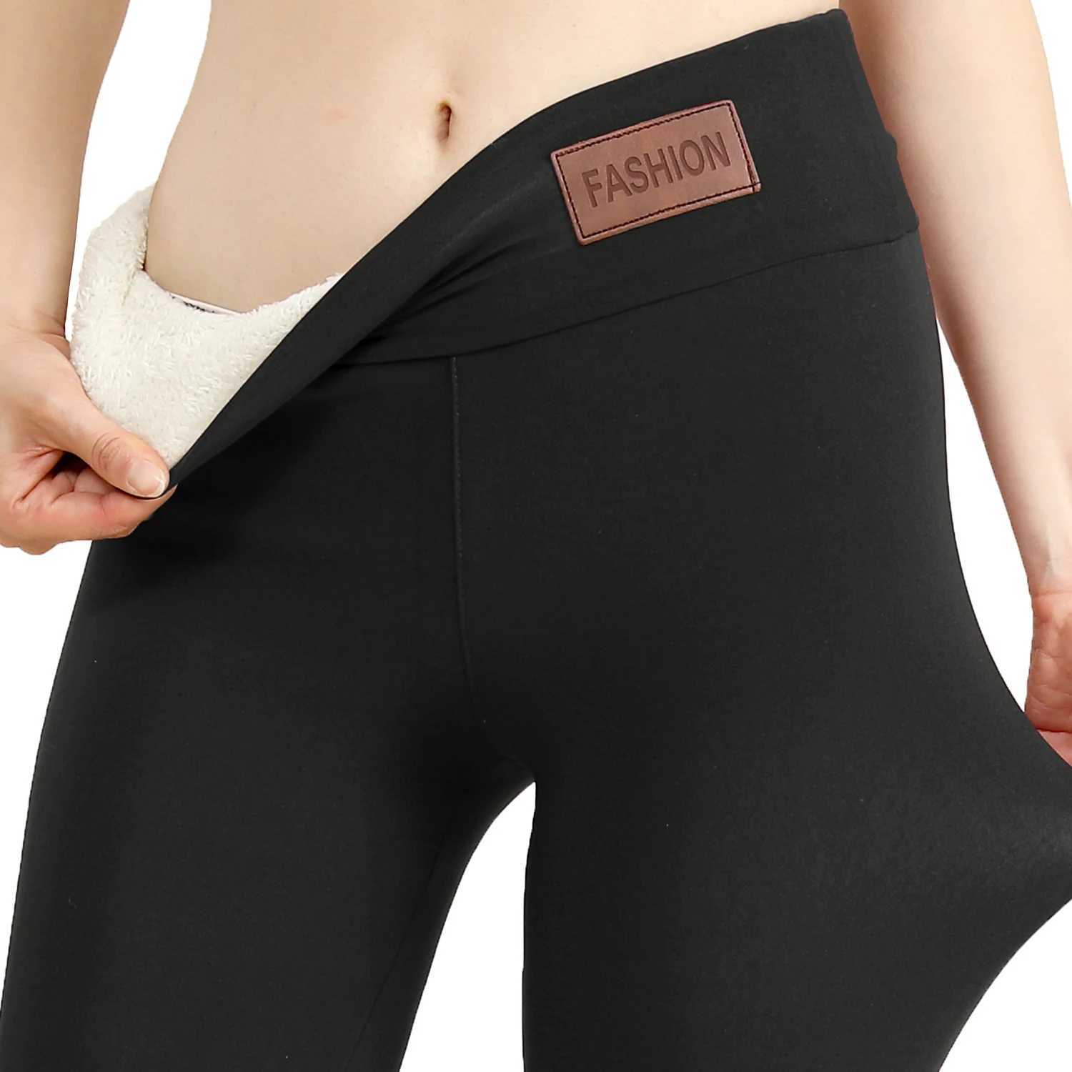 Super Warm Winter Leatherlabel Leggings Of Women Skinny Stretch High Waist Prevent Cold Leggings Casual Classic PantsX240914