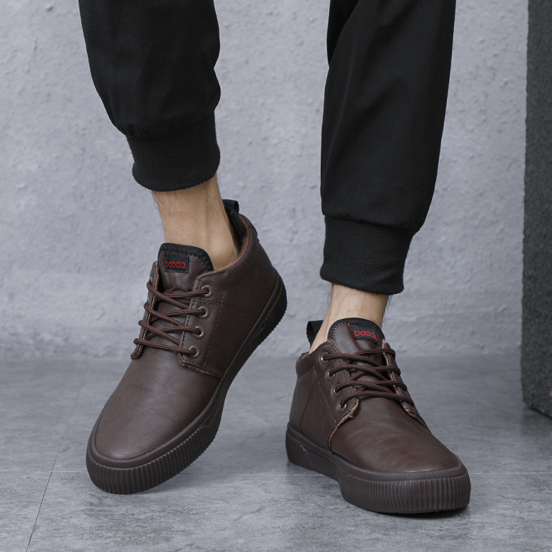 Winter Warm Men SnowBoots Leather Boots with Fur Mens Fashion Handmade Waterproof Ankle Boots No-slip High Top Men Work Shoes