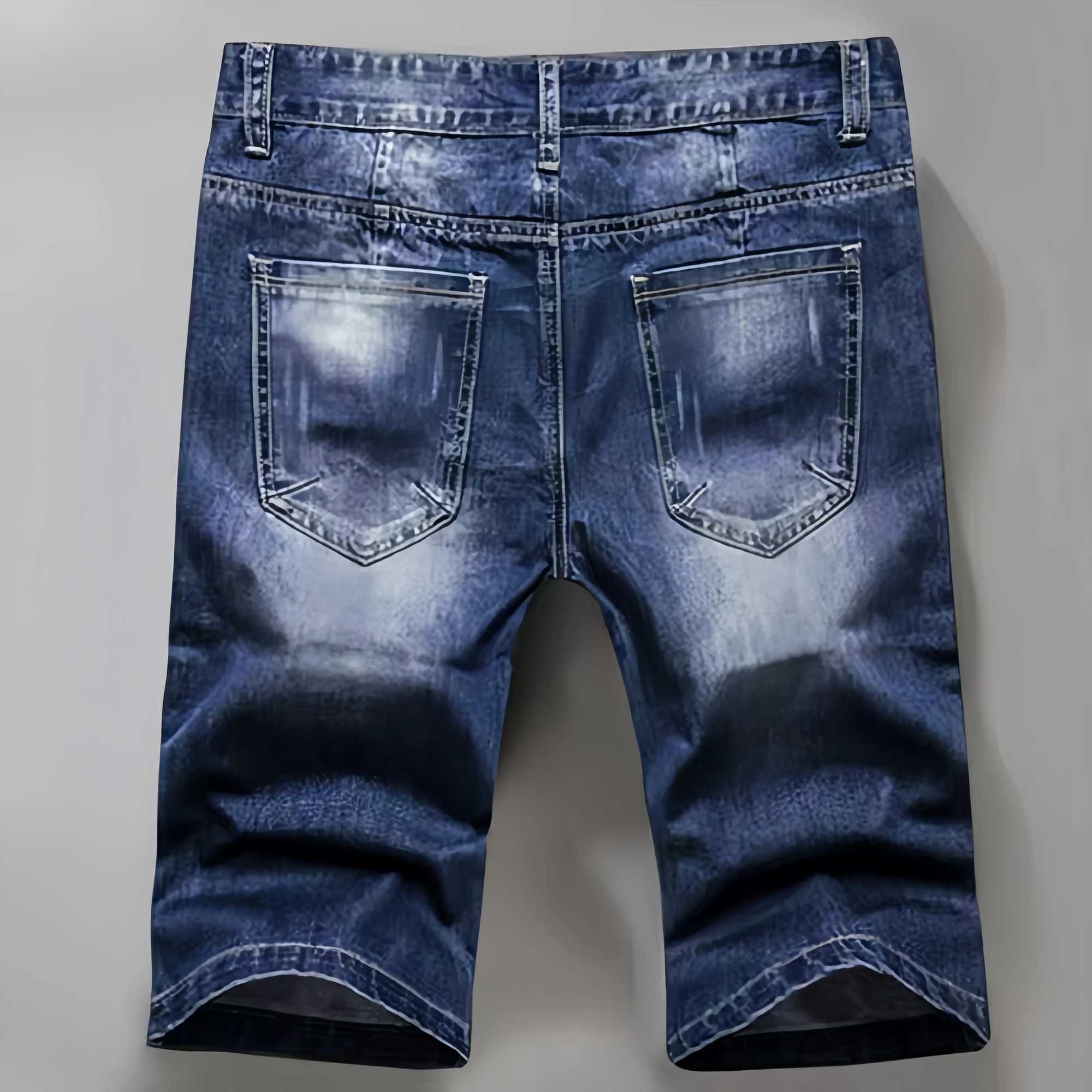 Men denim shorts casual and versatile denim capris denim shorts trendy and handsome nostalgic classic style perforated hoX240914