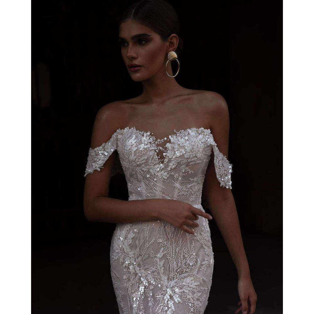 Dresses Off Ful The Shoulder Appliques Sequined Or Length Bride Wedding Dress Vestido De Novia Custom Made