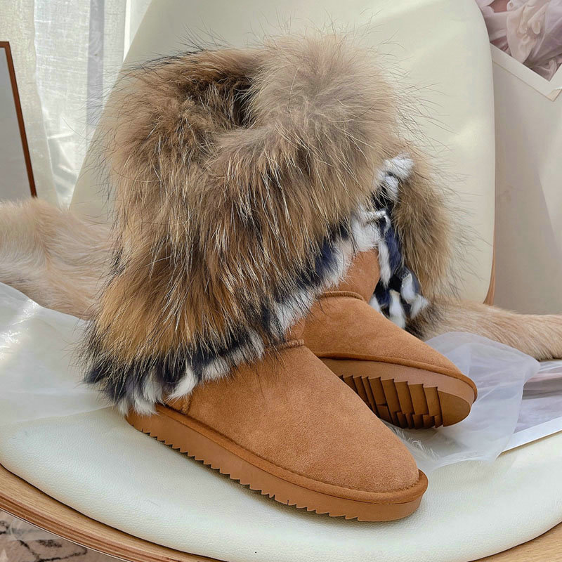 Men Winter Fur Snow Super Booties Sheepskin Wool Plush Platform Shoes Boots for Women Botines De Mujer 3510