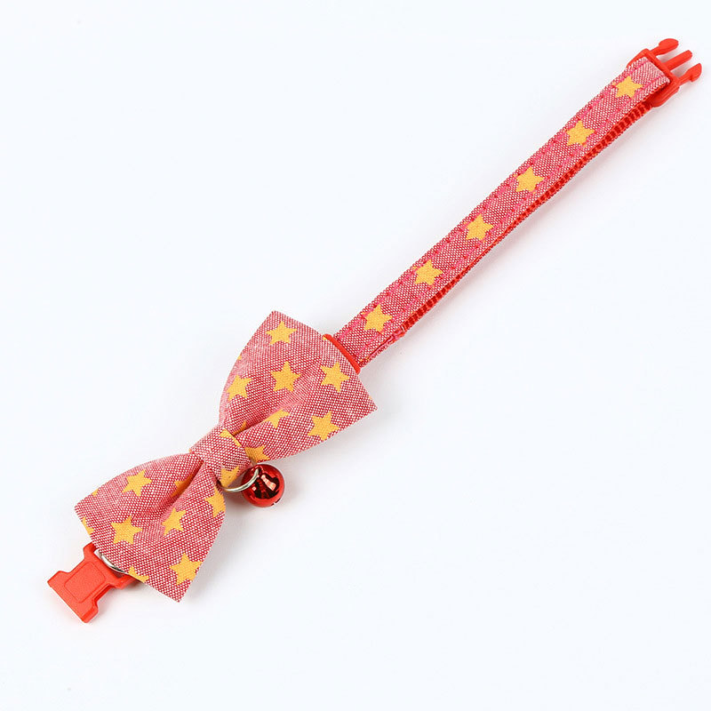 Cat Collar with Bow Pentagram Adjustable Dog Pet Collar Bell To Prevent Getting Lost for Cats and Puppies Pet Accessories Items