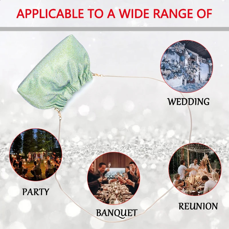 est Ladies Dinner Wedding Bridal Wallet Party Christmas Gift Crossbody Stone Crystal Rhie Dia Evening Bag 240904