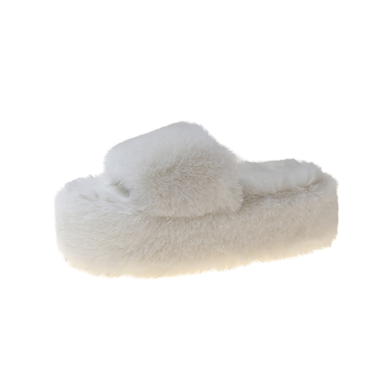 Slippers House Platform Women Shoes Heeled Mules Slides Pantofle Fur Flip ps Designer High Flat 2023 Plush Soft PU Fas b63a