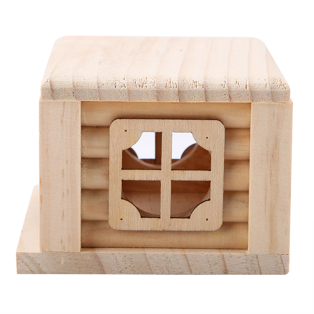 Natural Wooden Hamster House, Flat Top Cabin, Rat Hut, Mouse Cage, Small Pet Toys