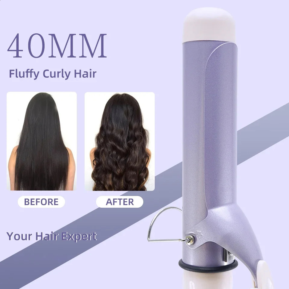 40mm Hair Curler Water Wave Curl Machine Ceramic Fast Heating Curling Iron LCD Display Rotating Roller Rotary Styling Tool 240905