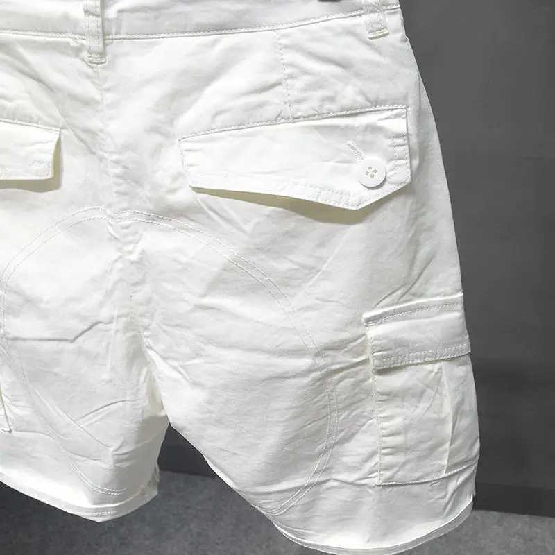 Korean Washed Luxury Mens Slim Jeans Designer Denim Short Pants for Summer Boyfriend Stretch Straight White Cargo Cotton ShortsX240914