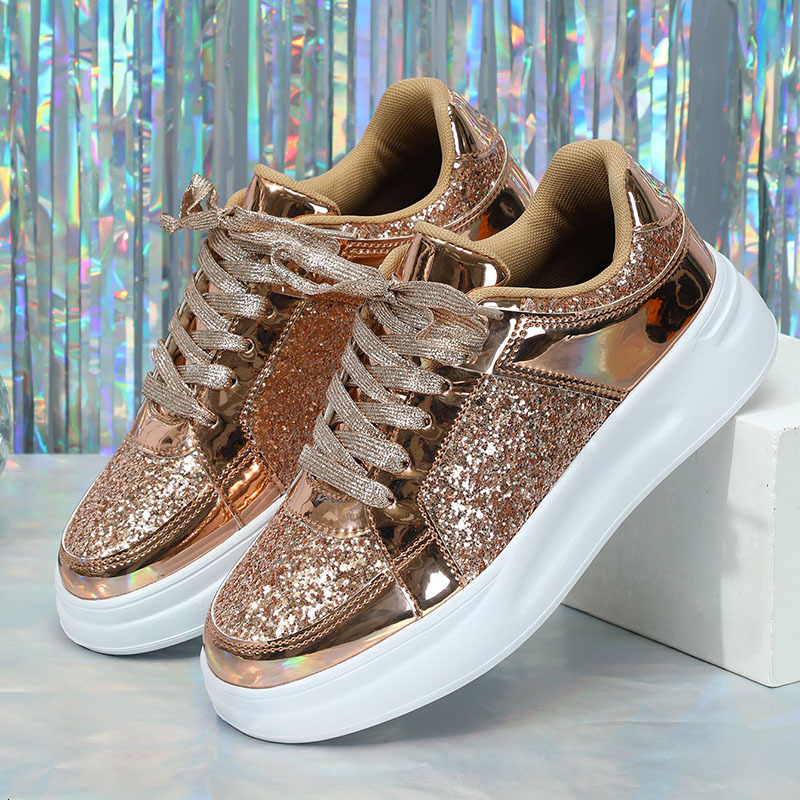 Top Quality Sneakers Skate Women Bg Loafers Platform Shiny Women's Casual Vulcanize Shoes Sequined Size 35-44
