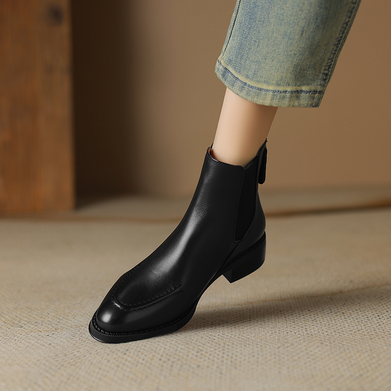 2024 Winter Genuine Retro Fashion Ankle Boots Square Toe Women Real Leather Shoes 29ca