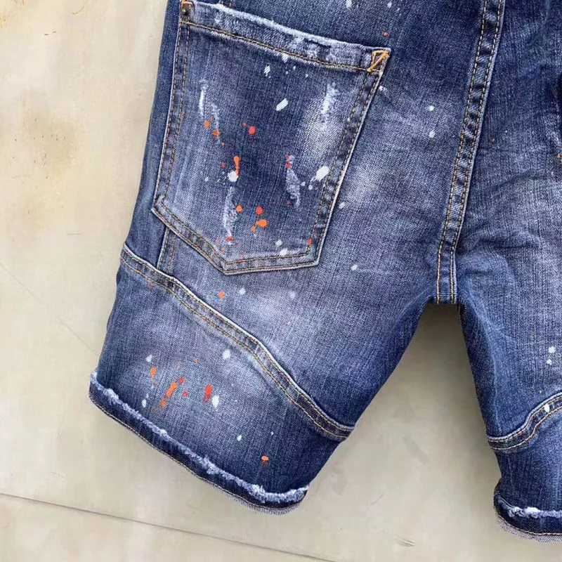 Men Ripped Short Jeans New Summer Light Blue Denim Shorts High Street Style Man Fashion High Quality Male Holes Jeans Shorts 38X240914