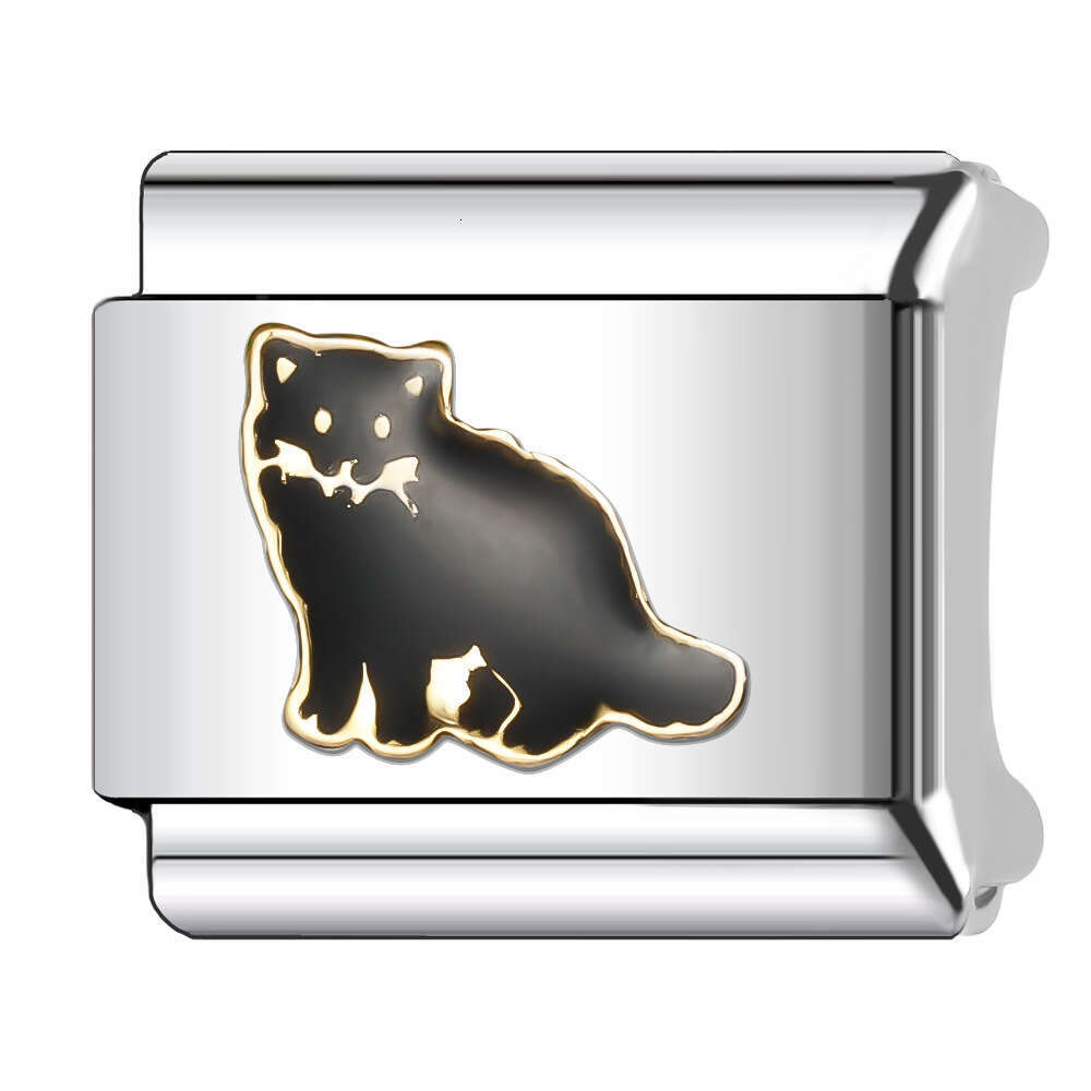 New Women's Gift cute black cat pink pig Bead Italian Charms Links Bangle Beads Fit 9mm Stainless Steel Bracelet Making DIY For Women Fashion Jew