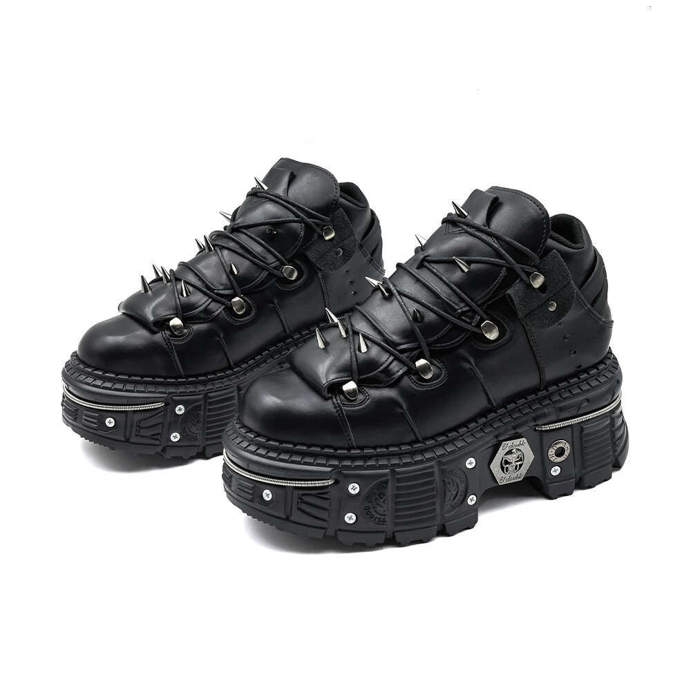 New Punk Style Women Lace-Up New Heel Height 6Cm Platform Shoes Gothic Ankle Rock Boots Metal Hot Decor Woman Sneakers
