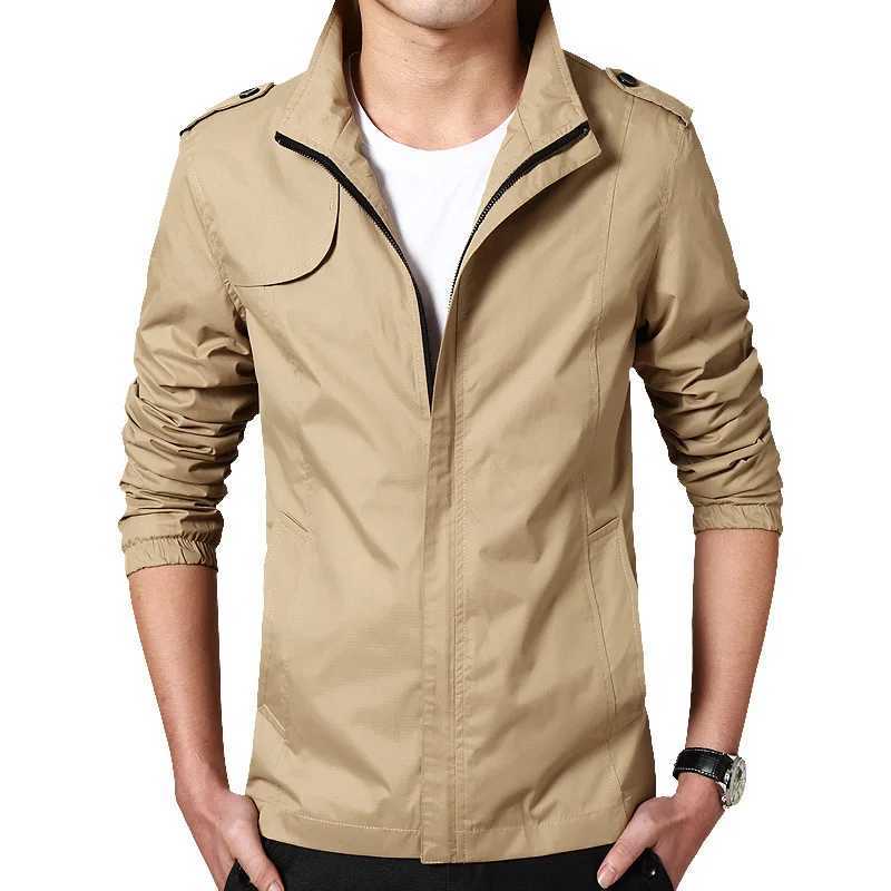 Mens spring and autumn thin jackets mens business and leisure ultra-thin solid stand collar dad windproof jackets Coats outdoor bomber jackets W240914