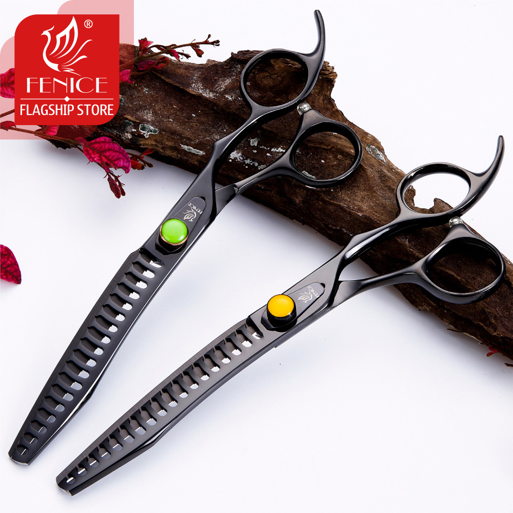 Fenice 7.0 inch Professional Dog Grooming Shears Chunker Scissors Thinning Scissors for Dog Body Cutting JP 440C High Quality