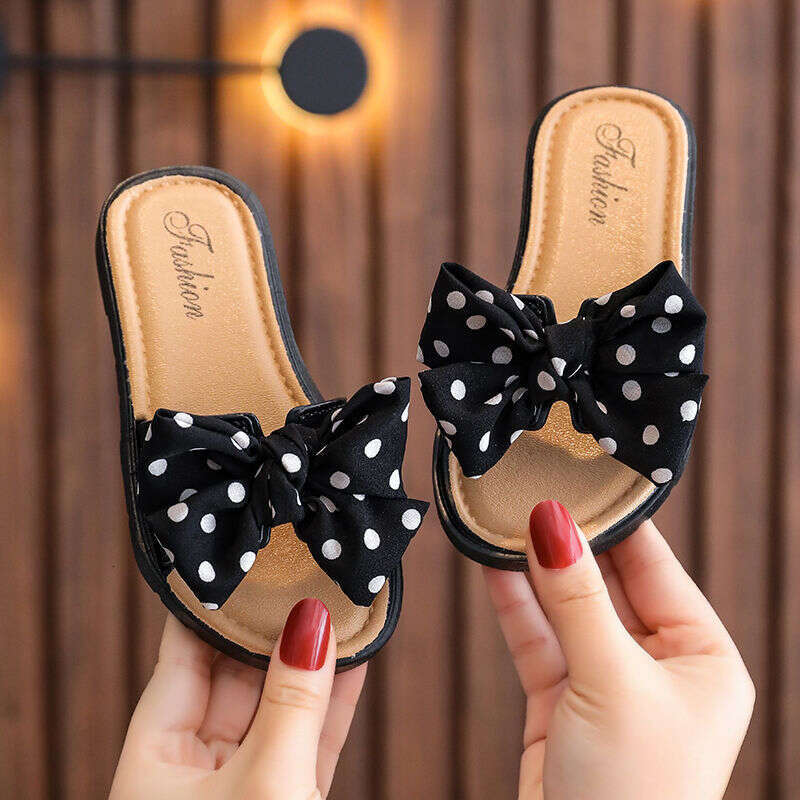 2024 New Bow Flats Open Toe Slide Sandals Non-slip Flip ps Children Home Kids Girls Summer Cute Beach Slippers Shoe