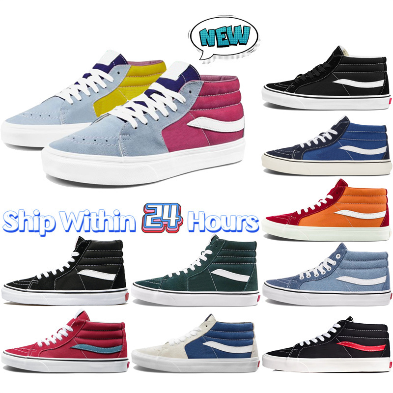 Classic SK8 Mid Reissue designer shoes Black Navy Halloween Denim Blue Orange Red mens high Canvas Skate Sneakers womens casual trainers Dark Green Brown Sunshine