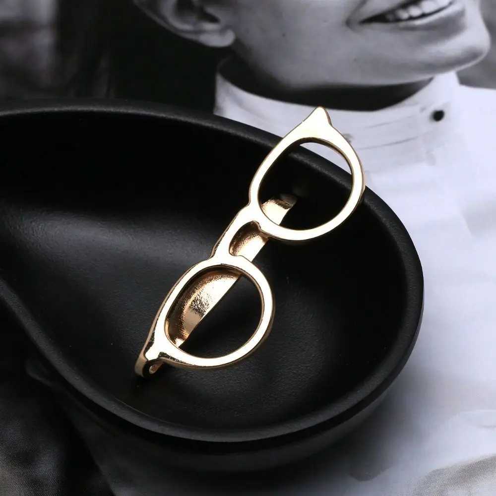 Fashion Jewelry Tie Pin Wedding Gift Glasses Shape Clasp Clip Metal Tie Clips Men Necktie Buckle Necktie Bar ClaspX240914